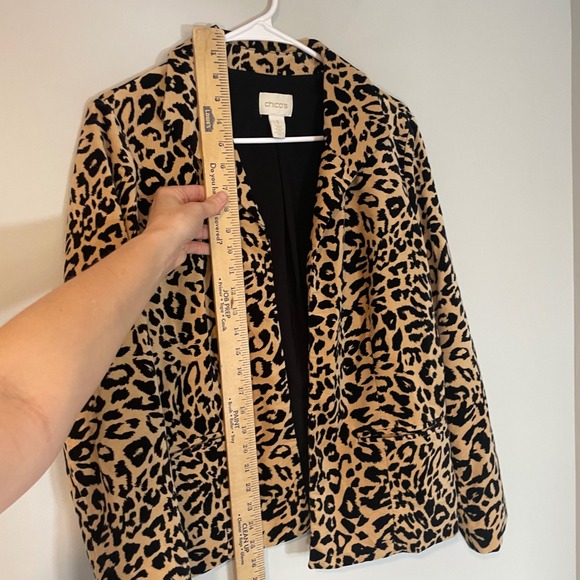 Chicos Leopard Print Velvet Blazer Jacket Women's Size 1 Medium Open Front - Picture 6 of 8